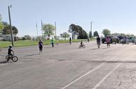 Kids riding the course