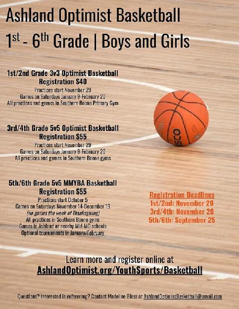 2026-27 Optimist Basketball flyer